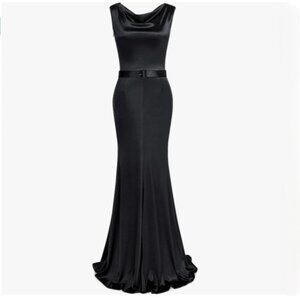 Women's 1950s Cowl Neck Fishtail Evening Dress